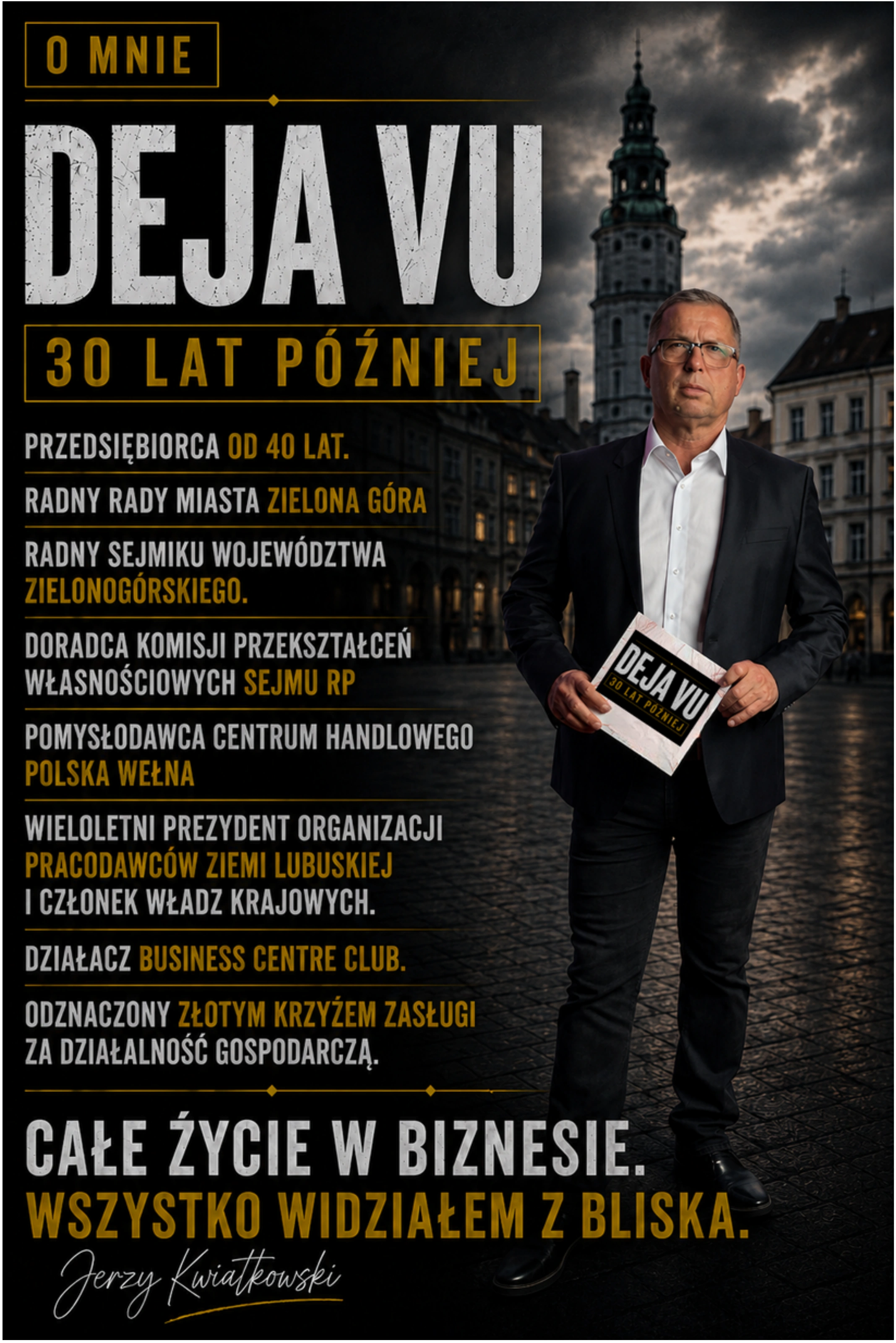 Jerzy Kwiatkowski na tle Zielonej Góry